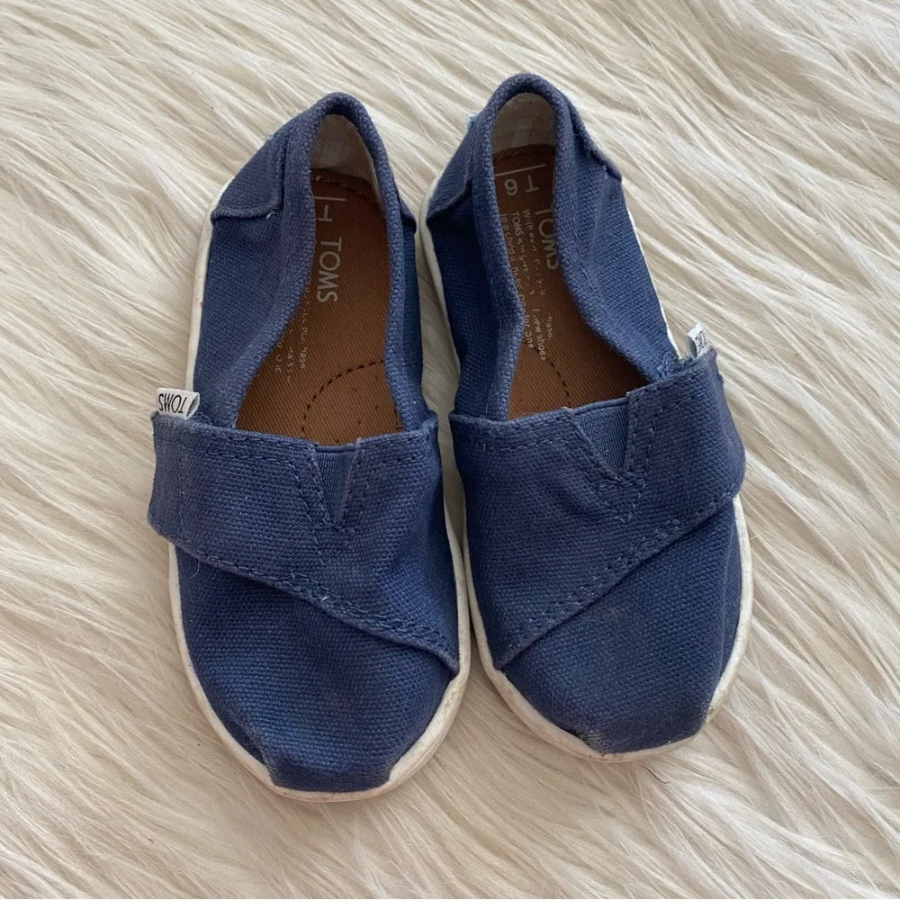 Toms Kids Blue Canvas Alpargata Slip-On Baby Shoes